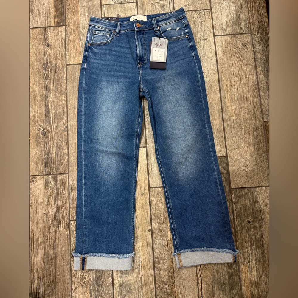 RISEN denim jeans new with tags women ankle jean semi wide leg